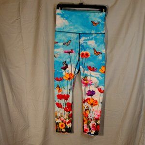 Yoga Democracy Flower Bomb Crop Leggings Size XS